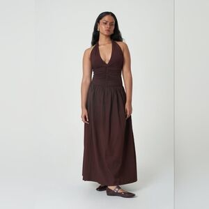 New Summer Away Cannes Dress Halter Dark Walnut Sz Medium